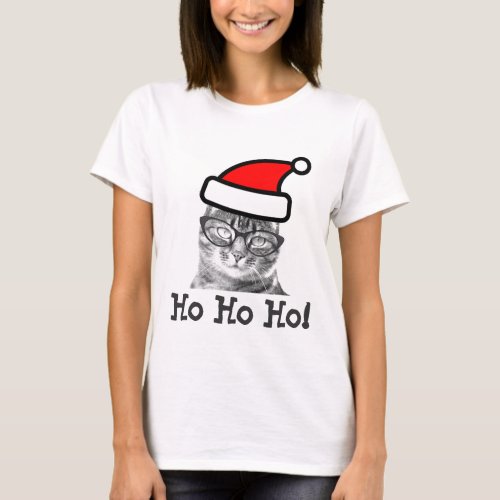 Christmas cat t shirt  Ho Ho Ho