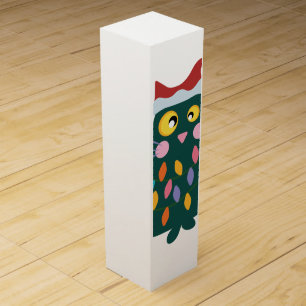 Christmas Cat tangled in lights Wine Box
