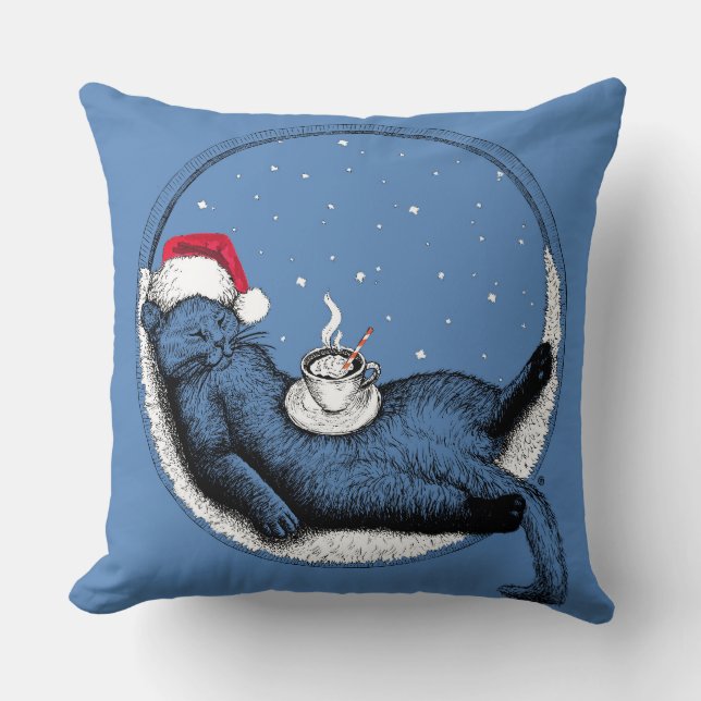Christmas Cat Throw Pillow (Front)