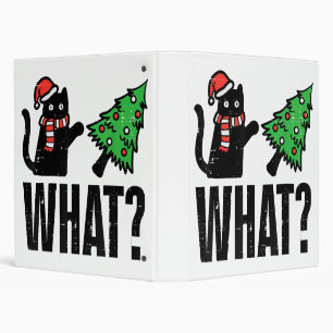 Christmas Cat Tipping Xmas Tree Funny 3 Ring Binder