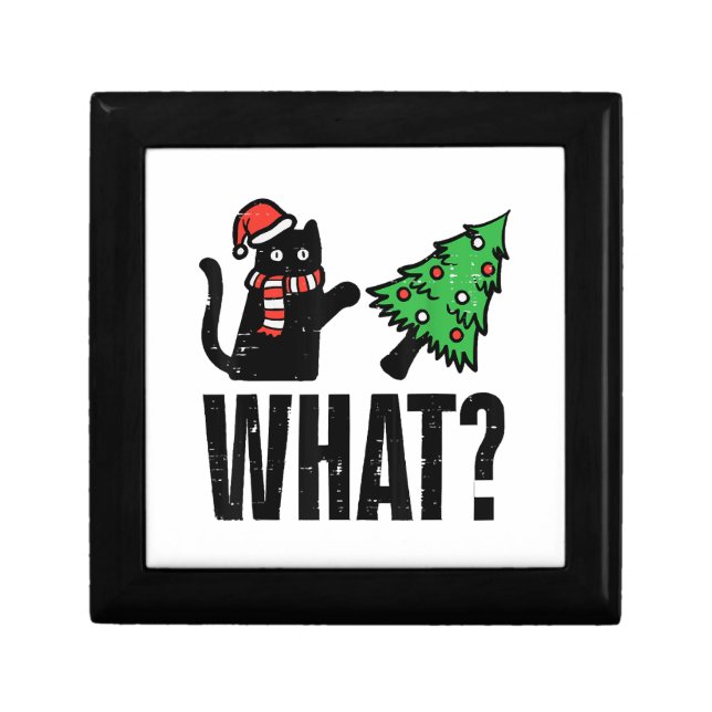 Christmas Cat Tipping Xmas Tree Funny Gift Box (Front)