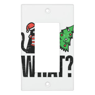 Christmas Cat Tipping Xmas Tree Funny Light Switch Cover