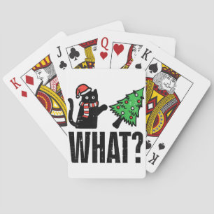 Christmas Cat Tipping Xmas Tree Funny Poker Cards