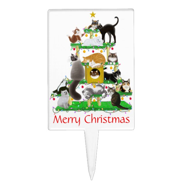 Christmas Cat Tree Cake Pick (Front)
