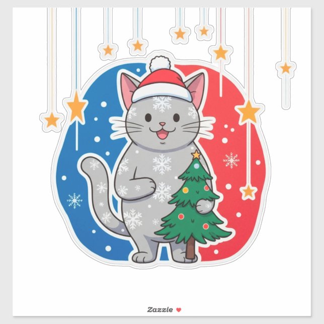 🐱 Christmas Cat Tree Decor For Cat Lovers 🎄 Sticker (Sheet)