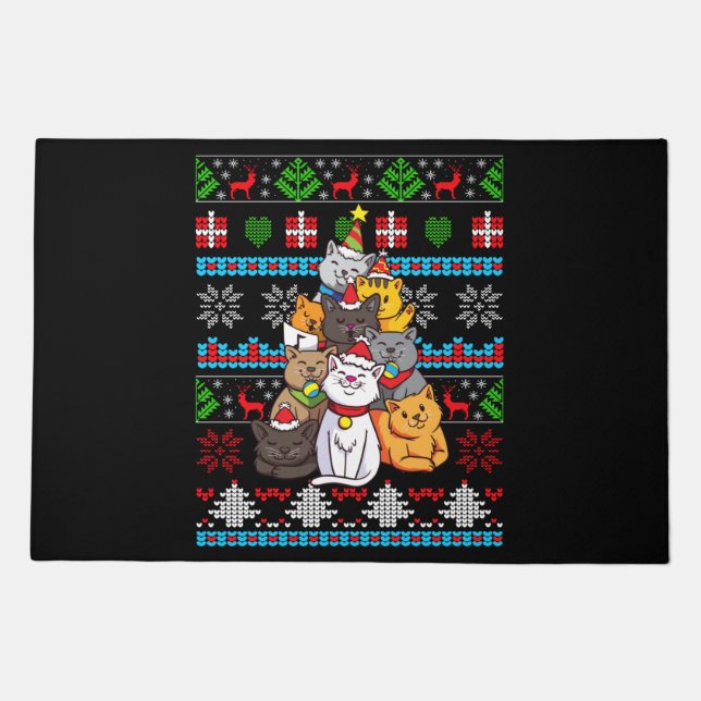 Christmas Cat Tree Gift Doormat (Front)