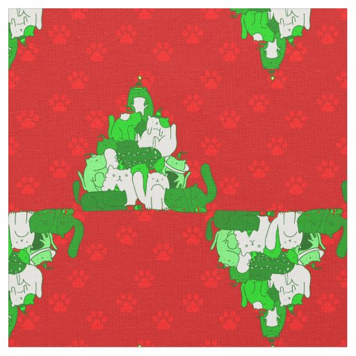 christmas cat tree paw print fabric