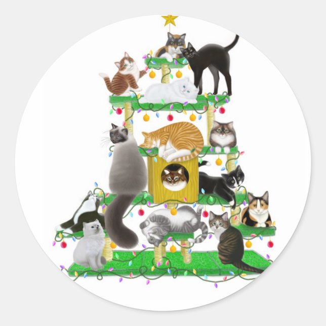 Christmas Cat Tree Sticker (Front)