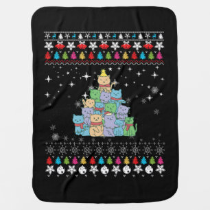 Christmas Cat Tree Ugly Christmas Baby Blanket