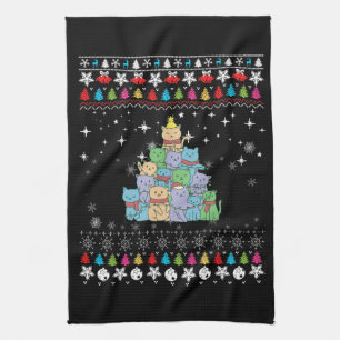 Christmas Cat Tree Ugly Christmas Kitchen Towel