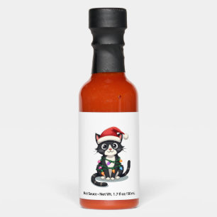 Christmas Cat Tuxedo black cat xmas lights kitty c Hot Sauces