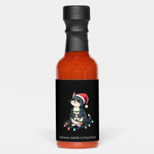 Christmas Cat Tuxedo black cat xmas lights kitty c Hot Sauces