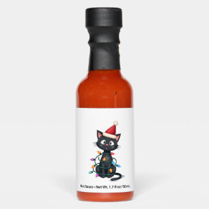 Christmas Cat Tuxedo black cat xmas lights kitty c Hot Sauces