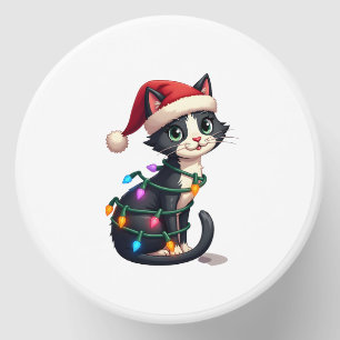 Christmas Cat Tuxedo black cat xmas lights kitty c Mini Candle Favors