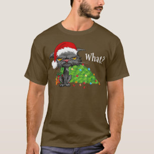Christmas Cat What Bored Cat Santa Hat Christmas T T-Shirt