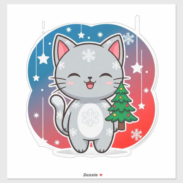 🐱 Christmas Cat Winter Decor For Cat Lovers ❄️ Sticker (Sheet)