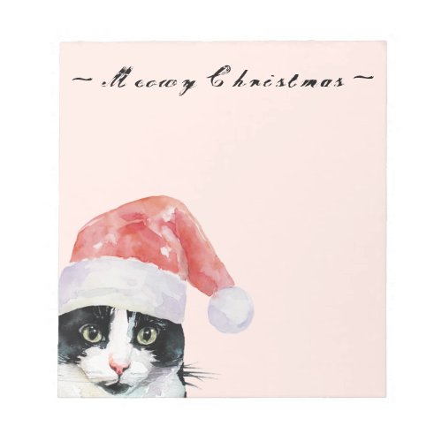Christmas Cat wishes Meowy Christmas Blush Notepad