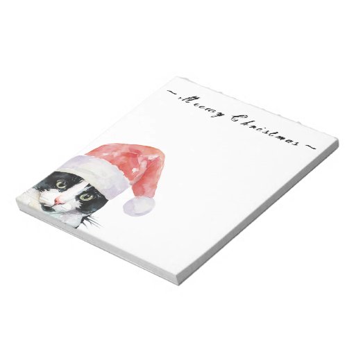 Christmas Cat wishes Meowy Christmas Notepad Zazzle