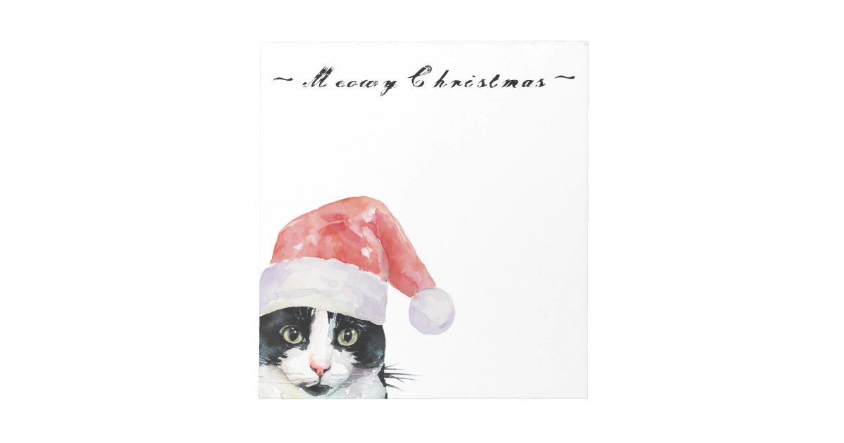 Christmas Cat wishes Meowy Christmas Notepad Zazzle