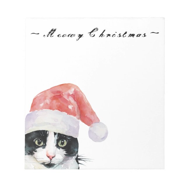 Christmas Cat wishes Meowy Christmas Notepad (Front)