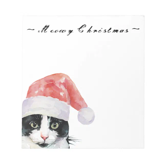 Christmas Cat wishes Meowy Christmas Notepad Zazzle