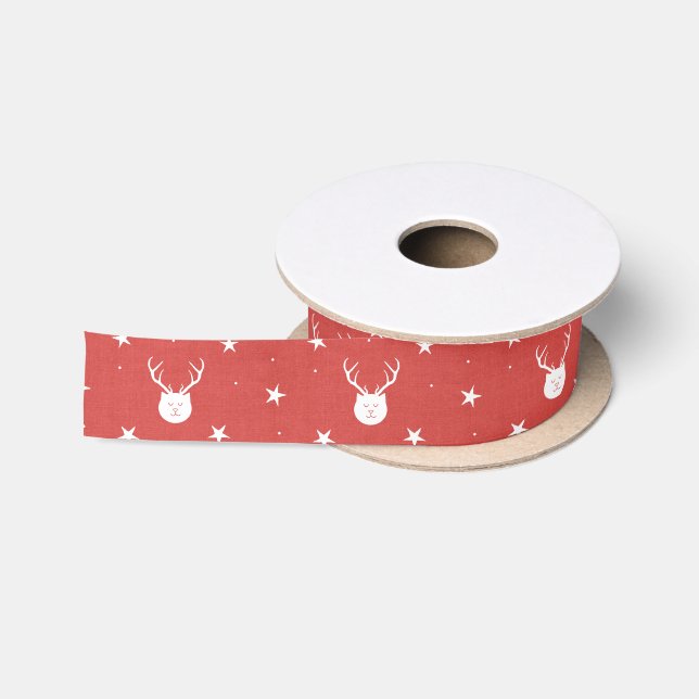 Christmas Cat with Antler Satin Ribbon (Spool)