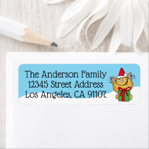 Christmas Cat with Gift Return Address Labels
