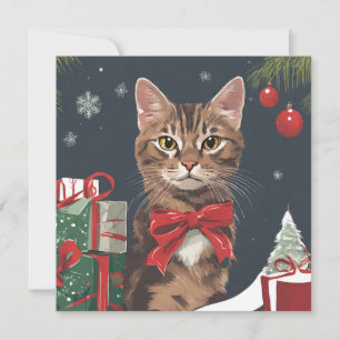 Christmas Cat with Presents Holiday Card