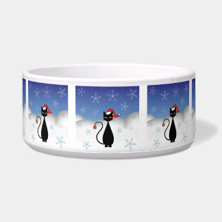 Christmas Cat with Snowflakes Bowl