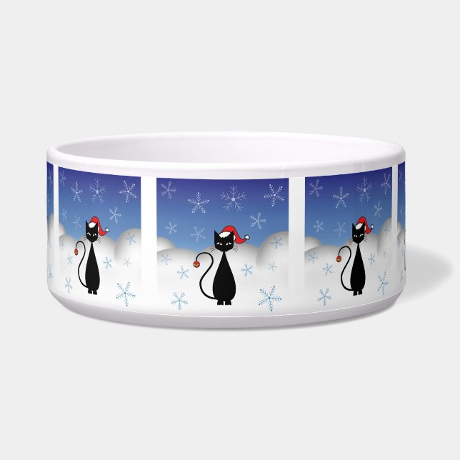 Christmas Cat with Snowflakes Bowl (Front)