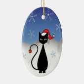 Christmas Cat with Snowflakes Ceramic Ornament | Zazzle