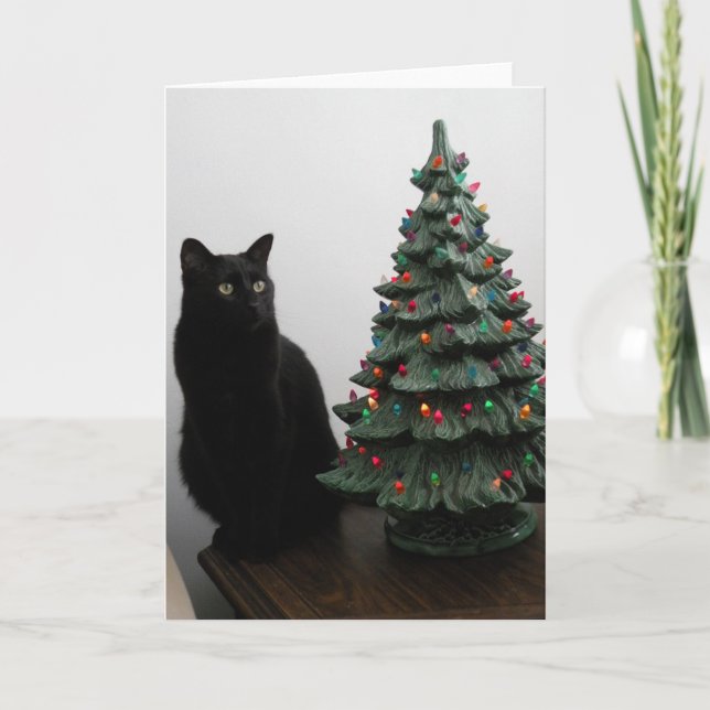 Christmas Cat with Tree Card (Front)