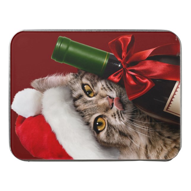 Christmas Cat With Wine Bottle Jigsaw Puzzle Zazzle