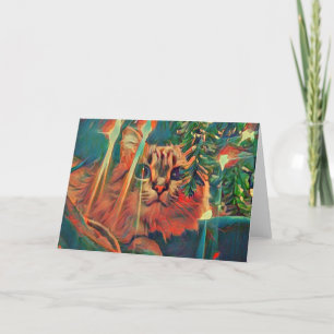 Christmas Cat Wonderment Holiday Card