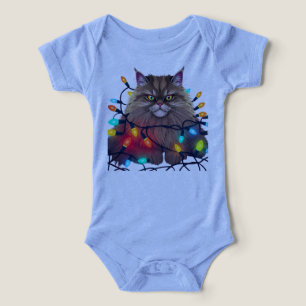 Christmas Cat Wrapped in Colorful Lights Infant T-shirt
