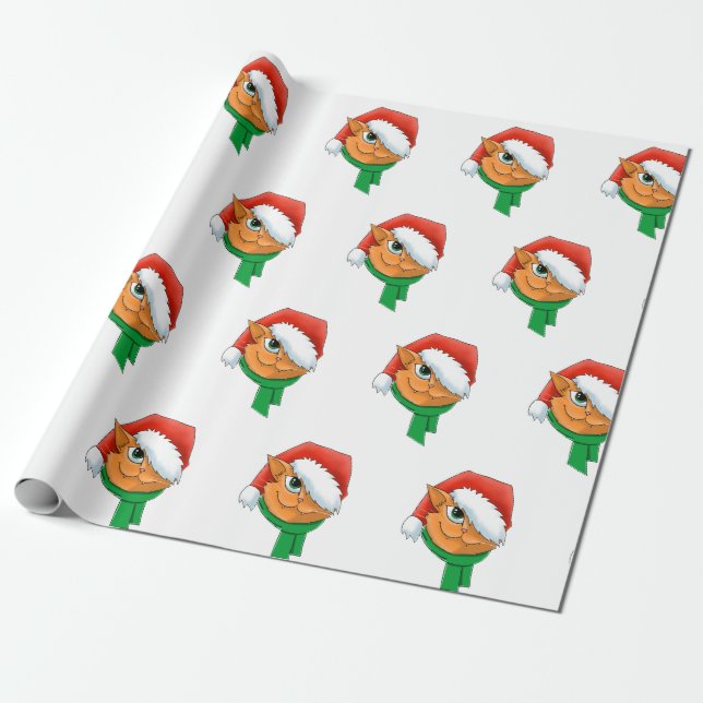 Christmas Cat Wrapping Paper (Unrolled)