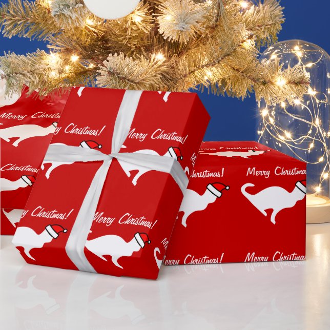 Christmas cat wrapping paper | white kitten (Holidays)