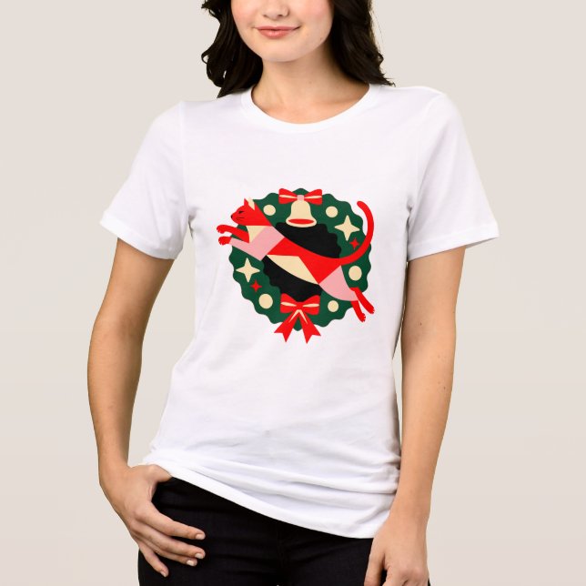 Christmas Cat Wreath Shirt (Front)