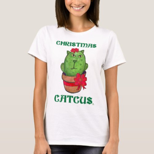 Christmas Catcus Holiday Cactus Cartoon Art T_Shirt