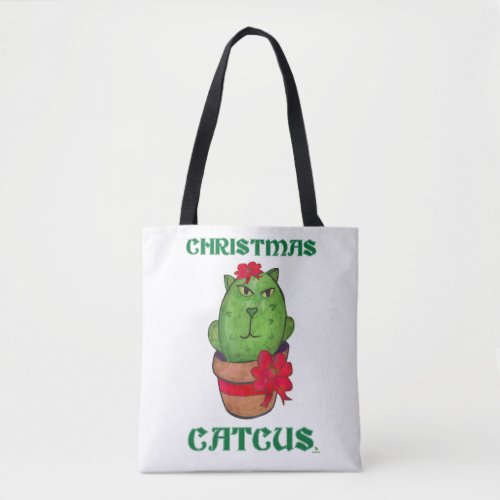 Christmas Catcus Holiday Cactus Cartoon Fun Tote Bag