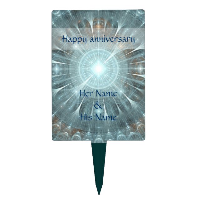 Christmas Cathedral Window - Happy Anniversary Cake Topper (Front)