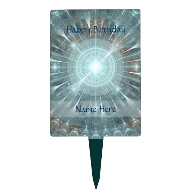 Christmas Cathedral Window - Happy Birthday Cake Topper (Front)