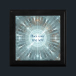 Christmas Cathedral Window Keepsake Box<br><div class="desc">Abstract illustration in shape of window of a gothic cathedral. The living energy of the Universe and God emanates from the symmetry and the light of this image. It suggests the Christian and catholic spirit. Blue bright lights also remind to Christmas atmosphere.</div>
