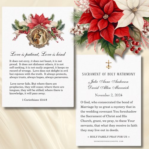 Christmas Catholic Wedding Prayer Card