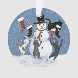 Christmas Cats 2and snowman 2 sided Ornament