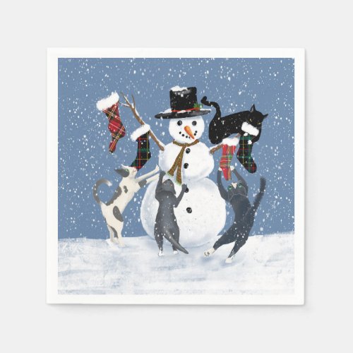 Christmas Cats and snowman 2 Napkins