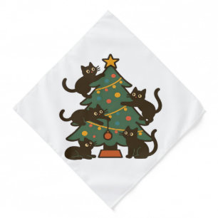 Christmas Cats Around The Tree Holiday Classic Bandana