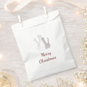 Christmas Cats Drawing Cute Kitties Favor Bag