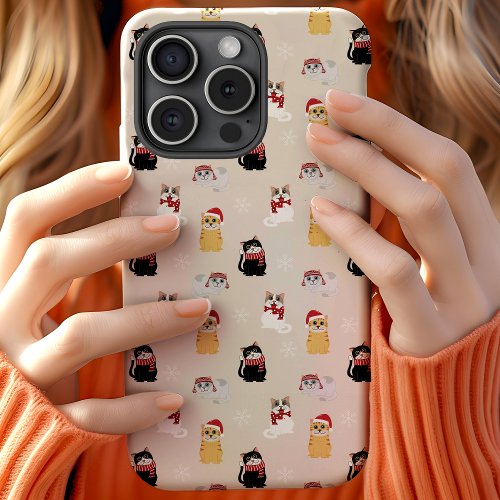 Christmas Cats Festive Holiday Pattern iPhone 15 Case
