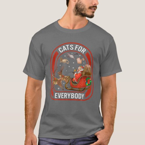 Christmas Cats For Everybody Santa Reindeer Cat Lo T_Shirt